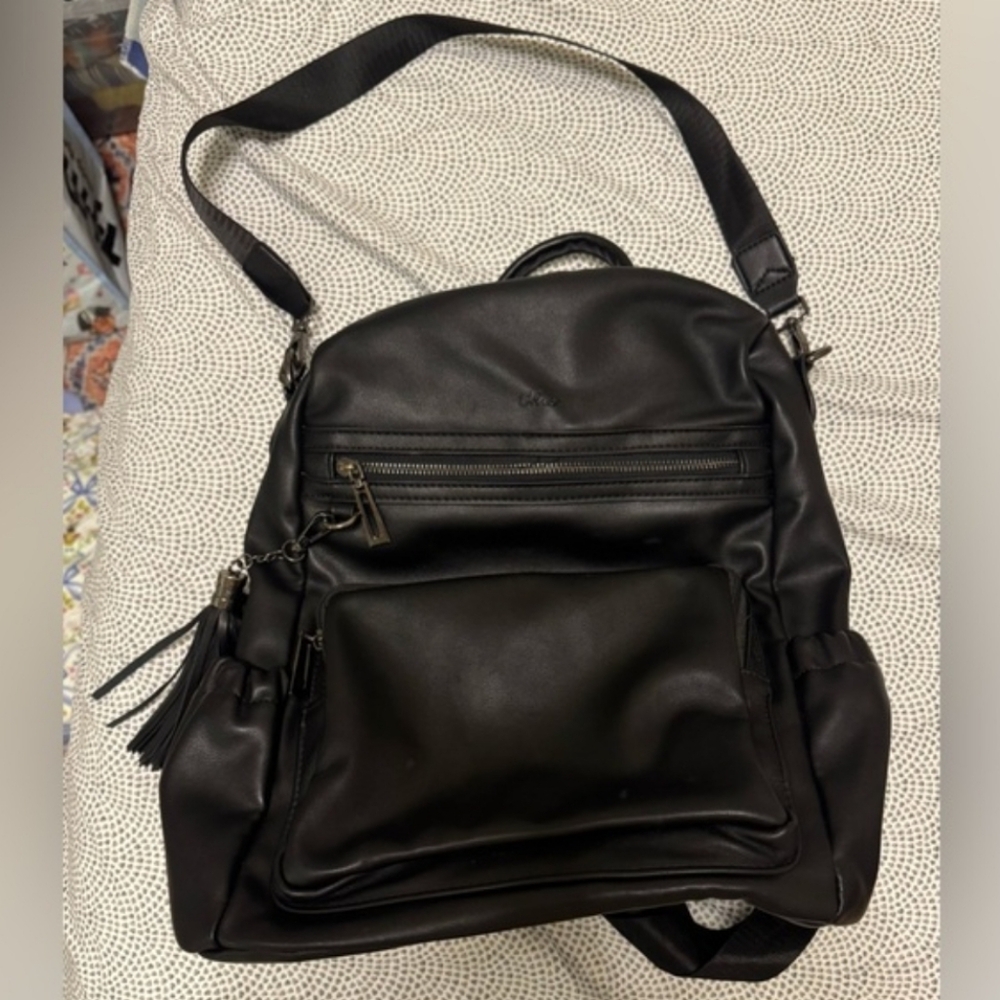 Faux Leather Fashion Backpack with Extra Shoulder Strap
